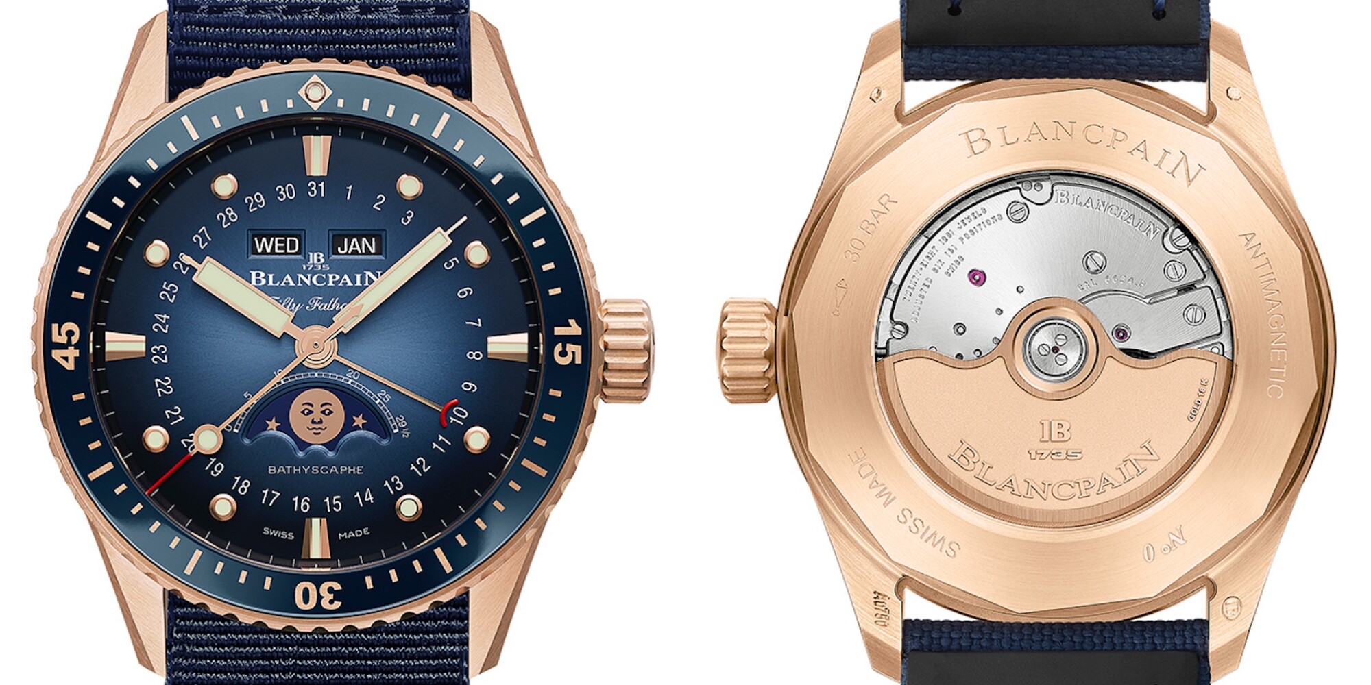 Blancpain Bathyscaphe Quantième Complet 全日曆月相紅金腕錶