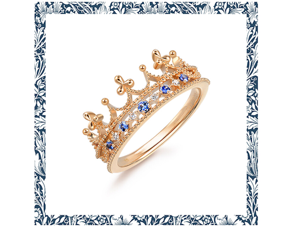V&A 「Bless」18K玫瑰金藍寶石皇冠戒指  $4,600