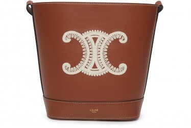 Celine Small bucket cuir Triomphe in smooth calfskin with Triomphe embroidery