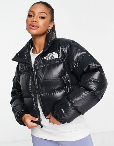 The North Face  Nuptse cropped down jacket in black