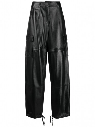 ANDREĀDAMO loose-fit leather cargo trousers