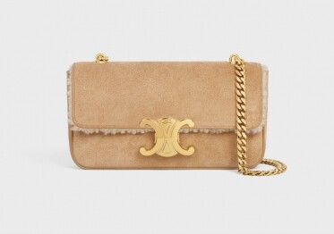 Chain Shoulder Bag Triomphe in Suede Calfskin and Shearling