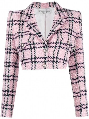check-pattern cropped blazer