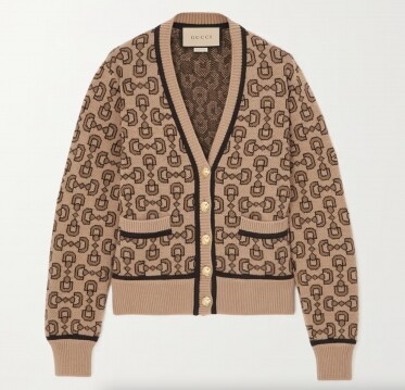 GUCCI Cropped  jacquard-knit wool and cashmere-blend cardigan