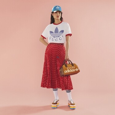 adidas ADIDAS X GUCCI SATIN PLEATED SKIRT WOMEN RED size 36