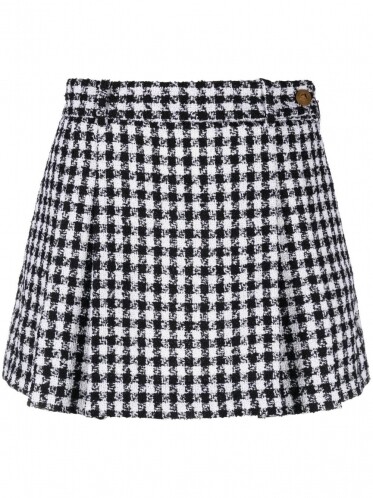 pleated houndstooth miniskirt
