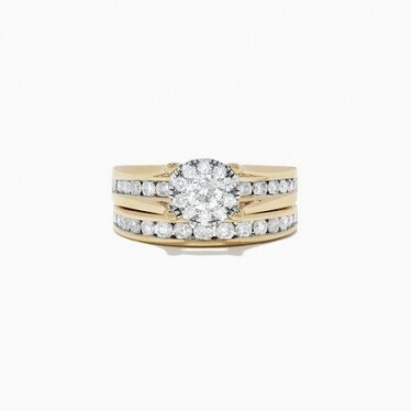 Effy Bouquet 14K Yellow Gold Diamond Ring and Band Set, 1.48 TCW