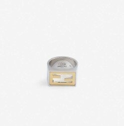 FENDI FF-embossed palladium-plated brass ring