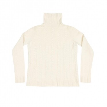MARTINA Made By DALMO Cashmere Cable Knit Turtleneck Cream Sweater