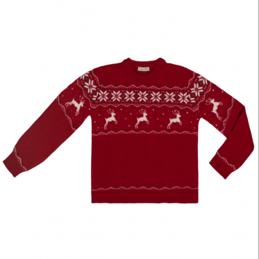 DOLOMITI Made By NICKI COLOMBO LIMITED EDITION Fine Merino Wool & Cashmere Red Christmas Sweater