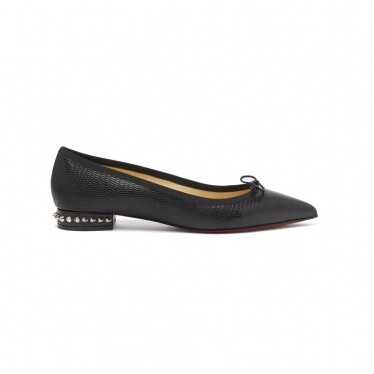 Christian Louboutin Hall Ballet 黑色蜥蜴皮壓紋飾窩釘平底鞋 Christian Louboutin Hall Ballet 黑色蜥蜴皮壓紋飾窩釘平底鞋
