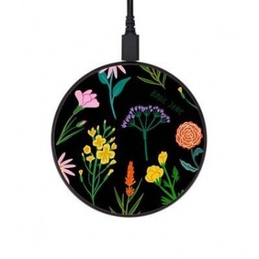 Casetify花卉圖案黑色手機無線充電