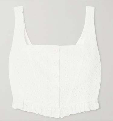SINDISO KHUMALO + The Vanguard + NET SUSTAIN cropped ruffled broderie anglaise cotton top