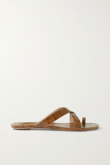 PORTE & PAIRE Croc-effect leather sandals