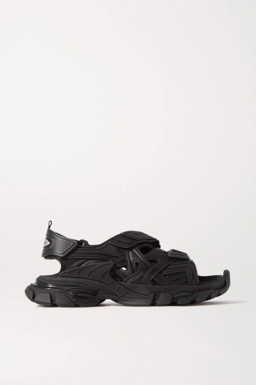 BALENCIAGA Track logo-detailed leather and rubber sandals