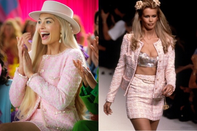 Margot Robbie 在戲中穿著的這一套 Tweed 呢絨套裝來自 CHANEL 1995 年春夏系列 Margot Robbie 在戲中穿著的這一套 Tweed 呢絨套裝來自 CHANEL 1995 年春夏系列