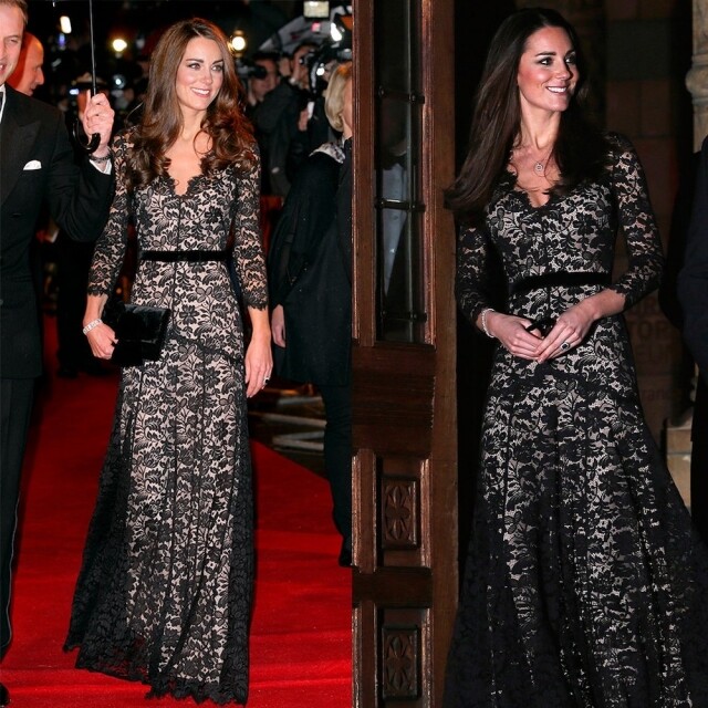 凱特王妃穿著 Temperley 的黑色蕾絲長禮服