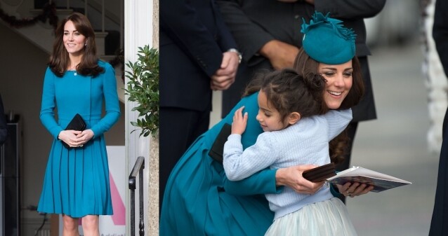 這件湖水綠色的連身百摺裙也曾 3 次隨著凱特王妃在公開場合亮相