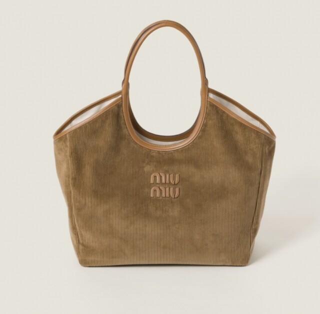 名牌燈芯絨手袋推薦：Miu Miu corduroy shopping bag $20,000