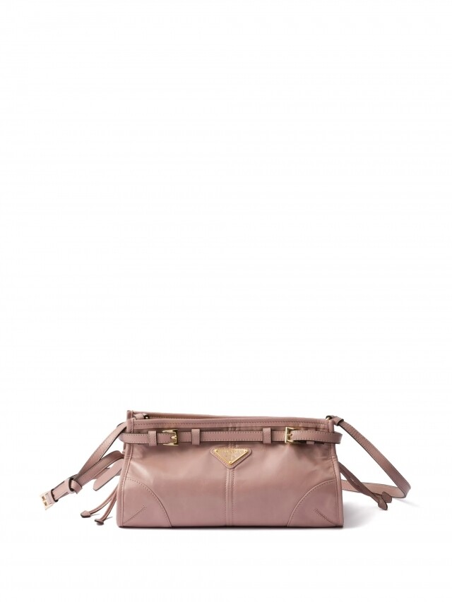 Prada Bonnie 灰粉紅色皮革小肩背袋 Prada Bonnie 灰粉紅色皮革小肩背袋