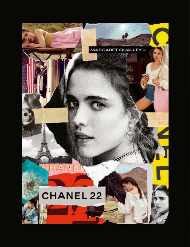 Margaret Qualley 拍攝由 Inez van Lamsweerde 和 Vinoodh Matadin 掌鏡的 Chanel 22 廣告照片。