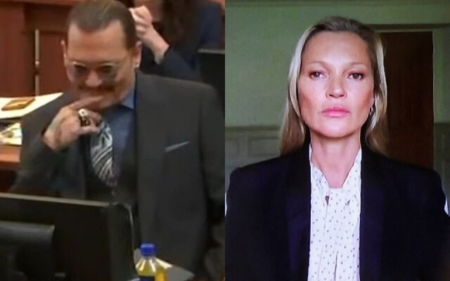 回看 Kate Moss 當天上庭的直播片段，有鏡頭捕捉到 Johnny Depp 在法庭上向螢幕中人展露微笑。