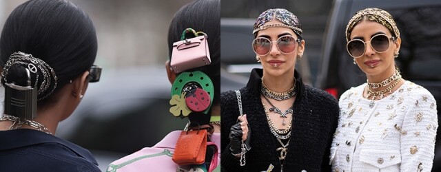 印度時尚姊妹花 Snehal & Jyoti Babani 的創意頭飾超吸睛！將 Hermes 皮帶扣、Chanel 手袋戴上頭，打造浮誇華麗造型