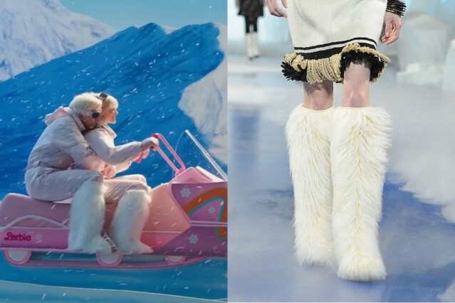 Barbie 與 Ken 在雪地上穿著的白色毛毛雪靴則是來自 CHANEL 2010 秋冬系列 Barbie 與 Ken 在雪地上穿著的白色毛毛雪靴則是來自 CHANEL 2010 秋冬系列