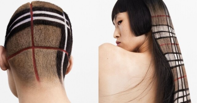 Taiba 與 Burberry 合作， 將品牌標誌性格紋，完美呈現在男女生的髮型設計上。
