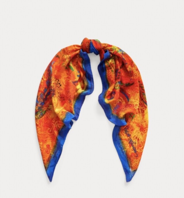 Ralph Lauren Collection 橙色印花圖案圍巾