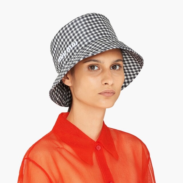 名牌漁夫帽推薦：Miu Miu Printed Faille Bucket Hat $3,700