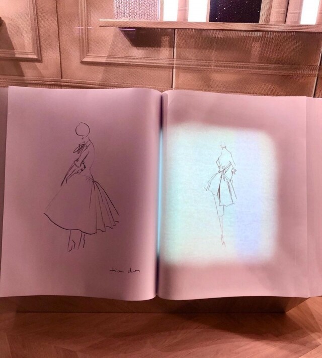 Dior 博物館內更展出多張珍貴的設計手稿