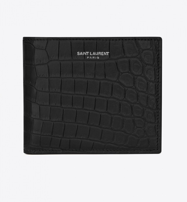 男裝名牌銀包推薦：Saint Laurent 鱷魚壓紋銀包 $4,450