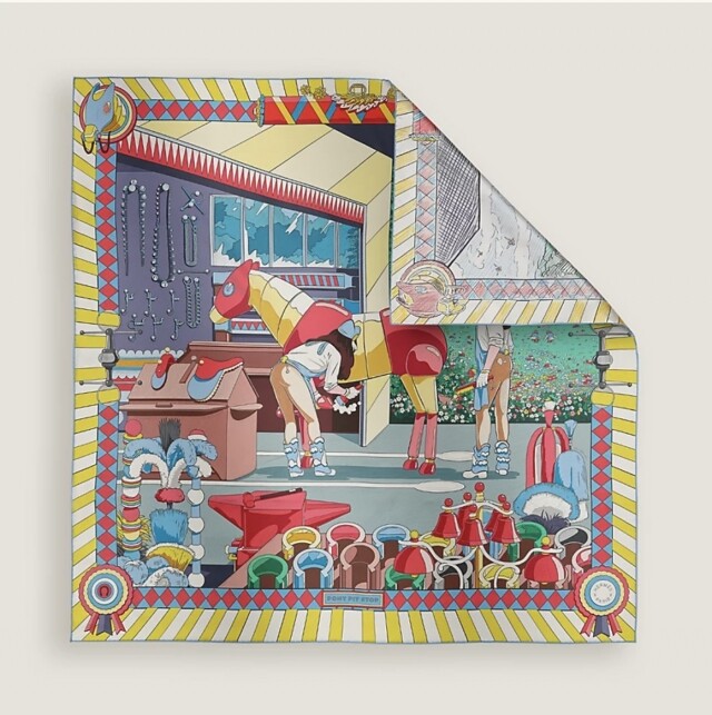 Hermès Pony Pit Stop 90 方形絲巾 Hermès Pony Pit Stop 90 方形絲巾