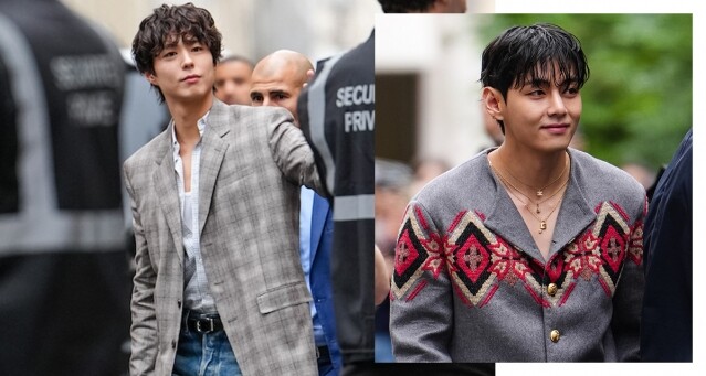 BTS V 金泰亨、朴寶劍 2 大男神顏值引粉絲暴動！Celine 2026 春夏時裝騷帶來更多養眼美照