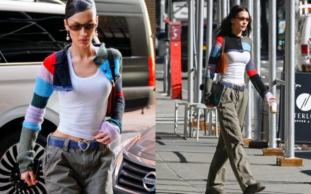 短針織外套穿搭:Bella Hadid 超短身演繹 短針織外套穿搭:Bella Hadid 超短身演繹