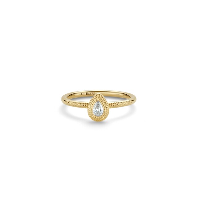 Talisman 黃金梨形鑽石曡戴戒指