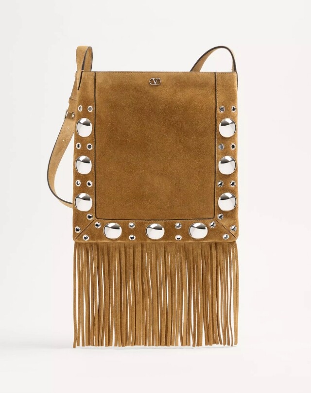 Valentino Nellcôte 卡其色麂皮斜背袋