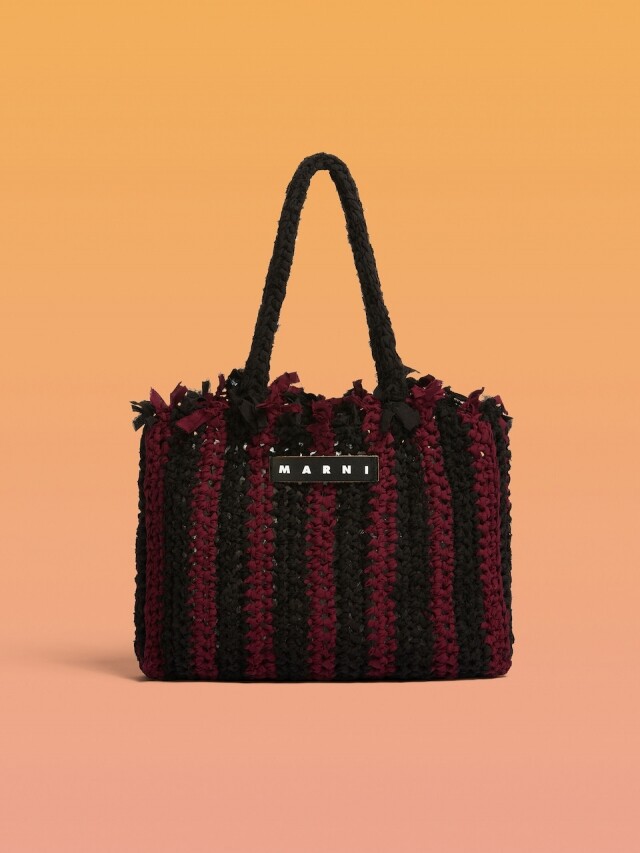 Marni Market 紅黑色條紋針織手袋 Marni Market 紅黑色條紋針織手袋