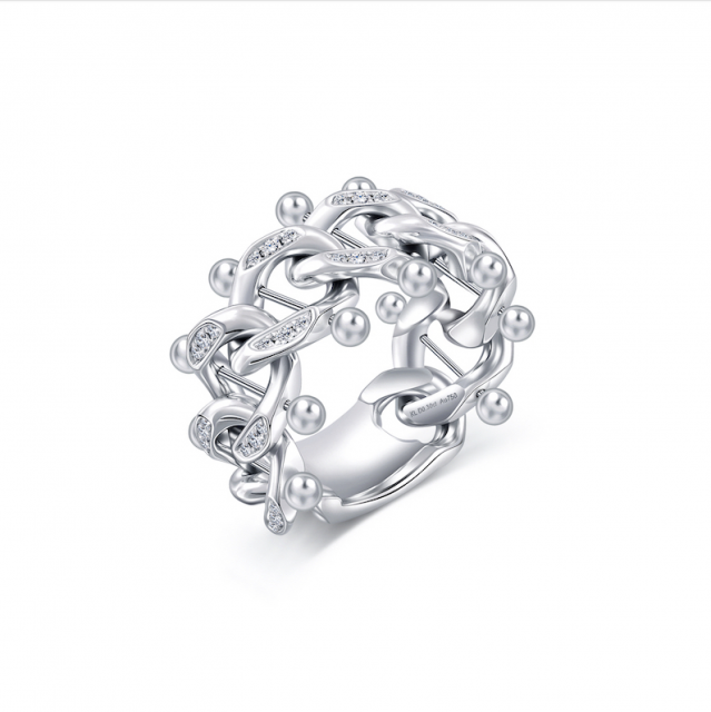 MMXXI「越」18K 白金鑽石幼身戒指 HK$ 12,500 / 13,500 (價格視乎尺寸大小)