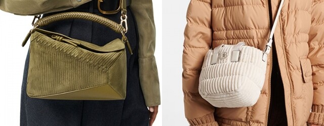 名牌燈芯絨手袋推薦：Miu Miu、Loewe、Celine 等品牌都有推出，為冬天穿搭帶來時尚氣質