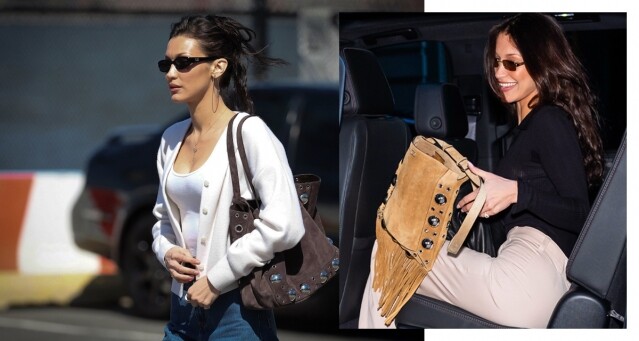 誰說麂皮手袋只限於秋冬出現？穿搭女皇 Bella Hadid 以 Valentino 麂皮流蘇袋穿出時尚感！