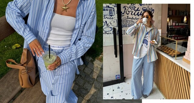 夏天「睡衣時尚」熱潮爆紅，穿上「睡衣風」直條紋長褲或短褲，以 Easy Pants 打造慵懶時尚感