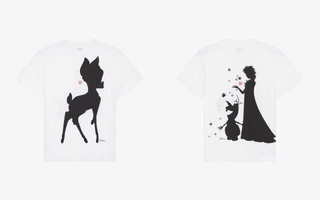 4 位迪士尼人物以剪影形式登場,小鹿斑比、Elisa 公主與雪人 Olfa 也頓時融入 Givenchy 的型格喑黑設計風格中,配上紅色 4G 標誌性 logo,及 oversized 剪裁的中性設計男女皆可。 4 位迪士尼人物以剪影形式登場,小鹿斑比、Elisa 公主與雪人 Olfa 也頓時融入 Givenchy 的型格喑黑設計風格中,配上紅色 4G 標誌性 logo,及 oversized 剪裁的中性設計男女皆可。