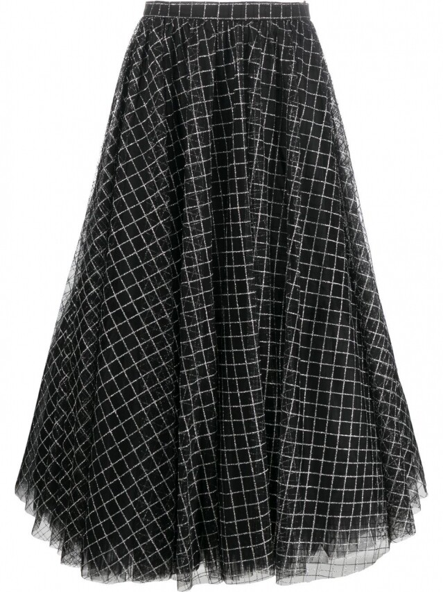 checked midi skirt