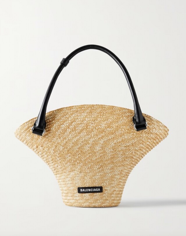 Balenciaga 皮革草編手袋