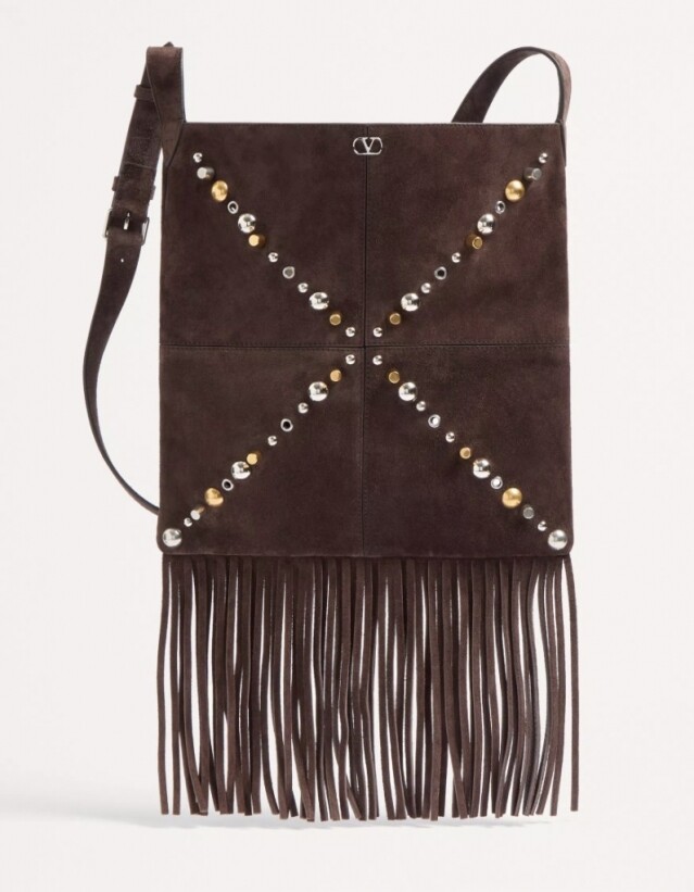 Valentino Nellcôte 系列棕色麂皮手袋