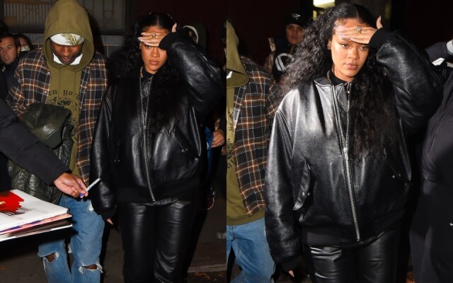 Rihanna 全黑孕婦裝