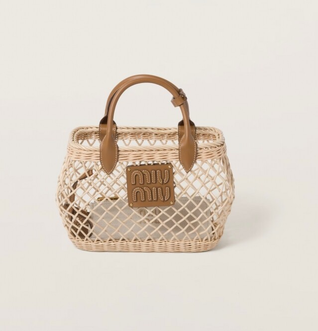 Miu Miu 皮革飾邊編織手袋 $17,700