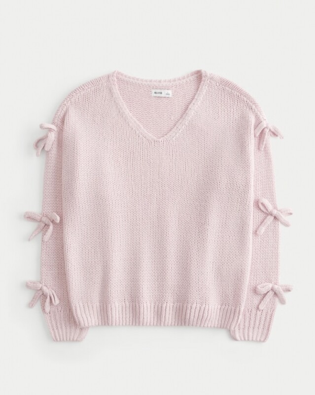 Hollister 露肩蝴蝶結貼花毛衣